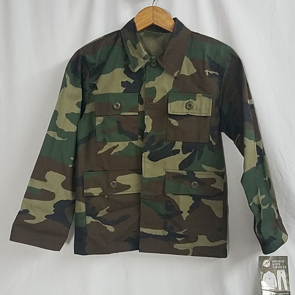 Camo fatigue kids long-sleeved button down shirt